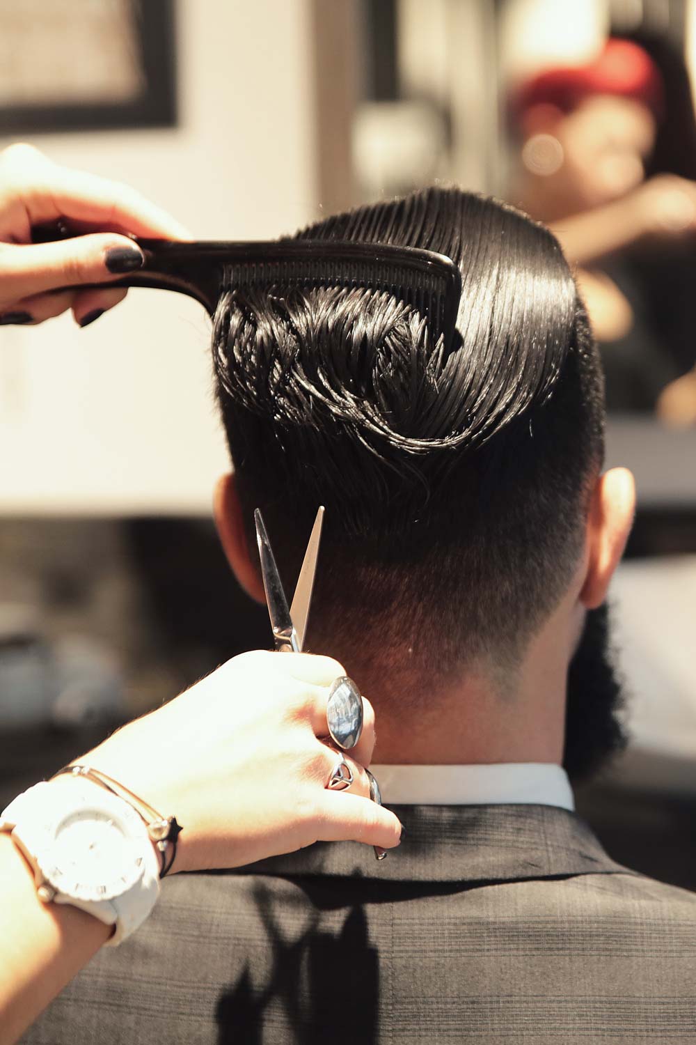  Idéal pour coiffure ou lutilisation à domicile Noir Moontay 14 cm Barber Coupe de cheveux Ciseaux/cisaillement Japon 440 C Fait à la main Haut de gamme en acier japonais  